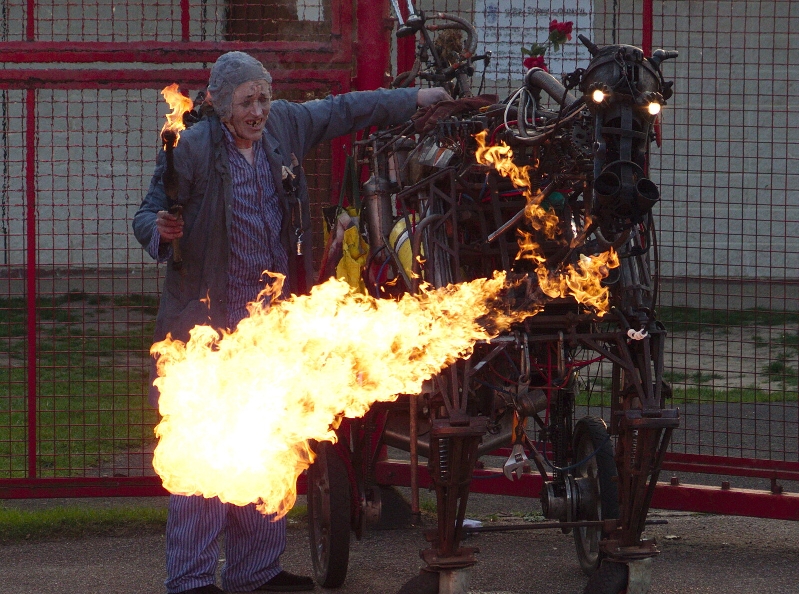 The horse breathes some impressive flames from A Family Fun Day on the Park, Diss, Norfolk - 16th May 2014