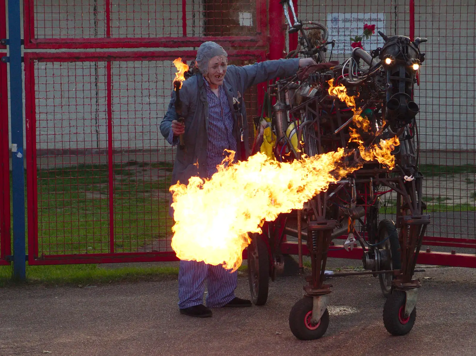 The horse breathes some impressive flames, from A Family Fun Day on the Park, Diss, Norfolk - 16th May 2014