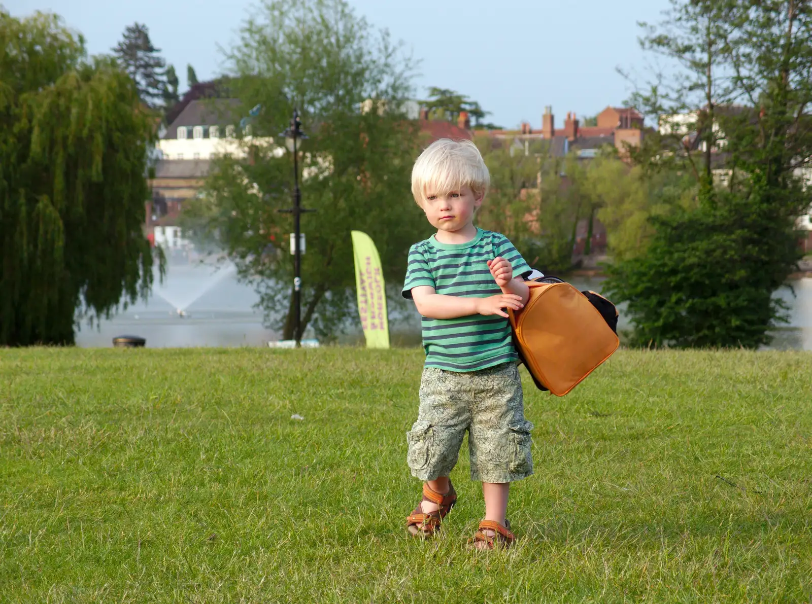 Harry carries a bag around, from A Family Fun Day on the Park, Diss, Norfolk - 16th May 2014