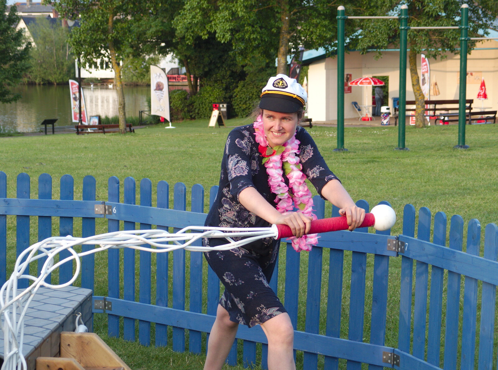 Isobel has a go at pushing from A Family Fun Day on the Park, Diss, Norfolk - 16th May 2014