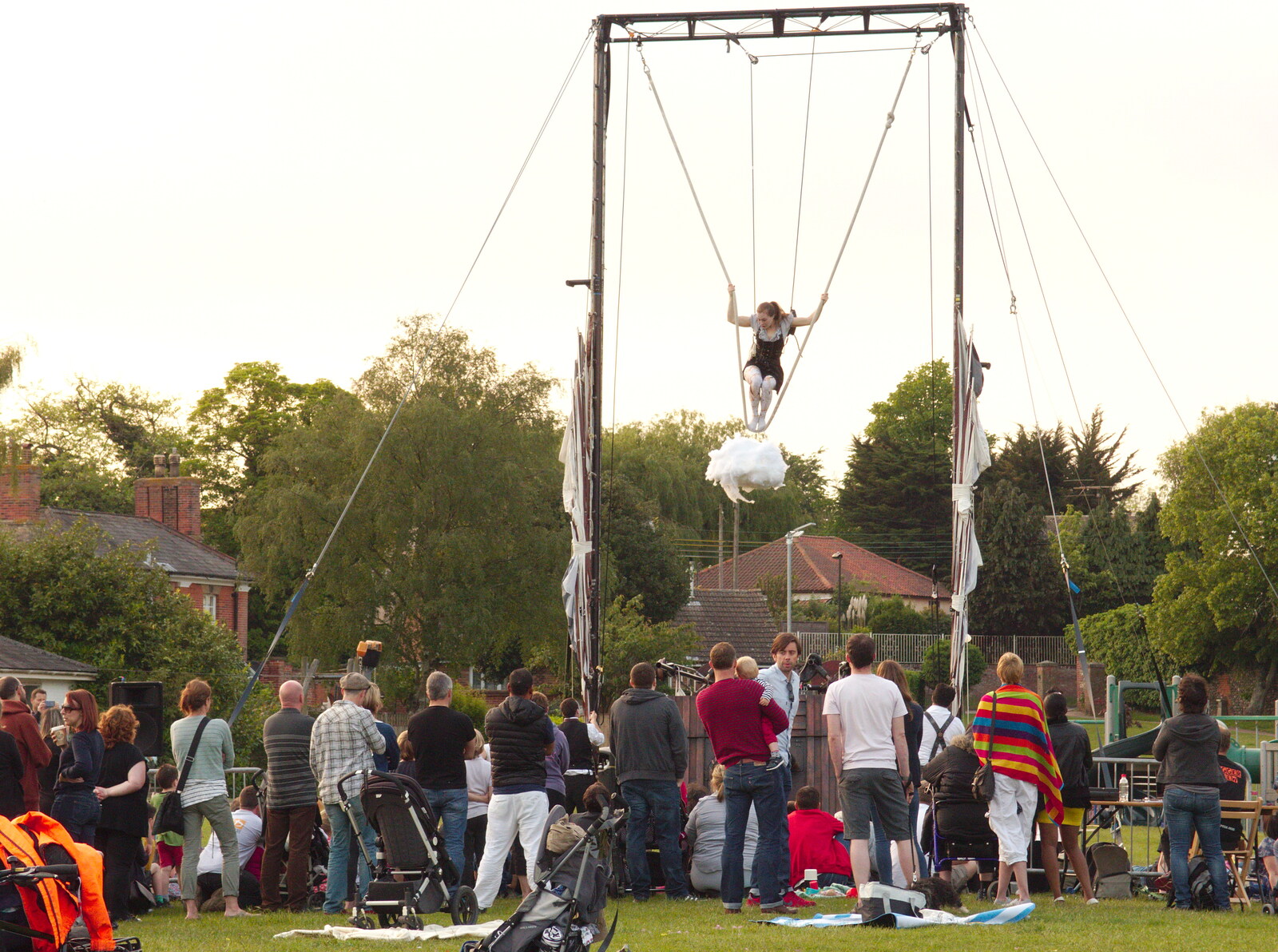 Some high-wire acrobatics occurs from A Family Fun Day on the Park, Diss, Norfolk - 16th May 2014