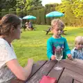 Isobel, Fred and Harry in the topiary garden, Thornham Four Horseshoes, and the Oaksmere, Brome, Suffolk - 17th May 2014