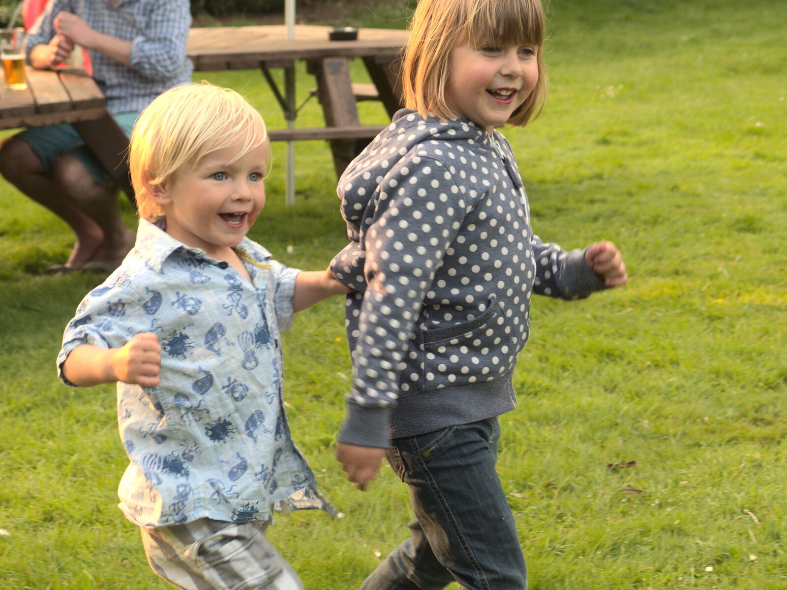 Harry runs after Sophie from Thornham Four Horseshoes, and the Oaksmere, Brome, Suffolk - 17th May 2014