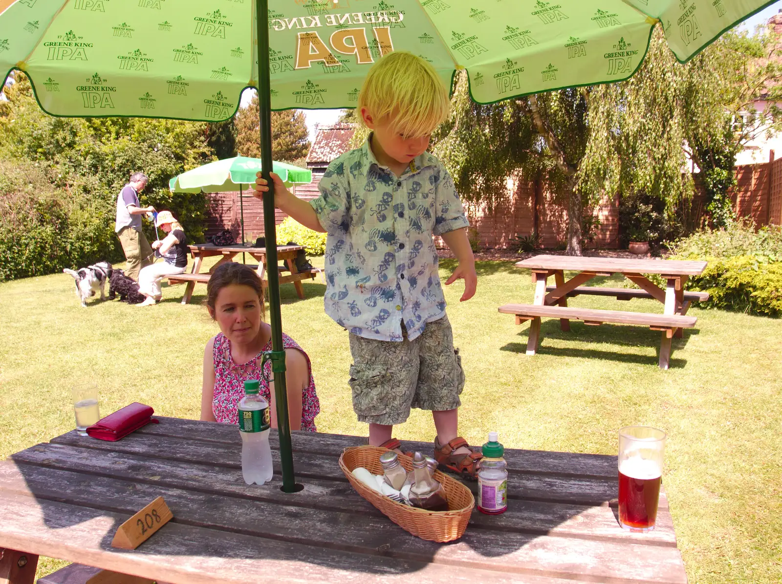 Harry's on the table at the Four Horseshoes, from Thornham Four Horseshoes, and the Oaksmere, Brome, Suffolk - 17th May 2014