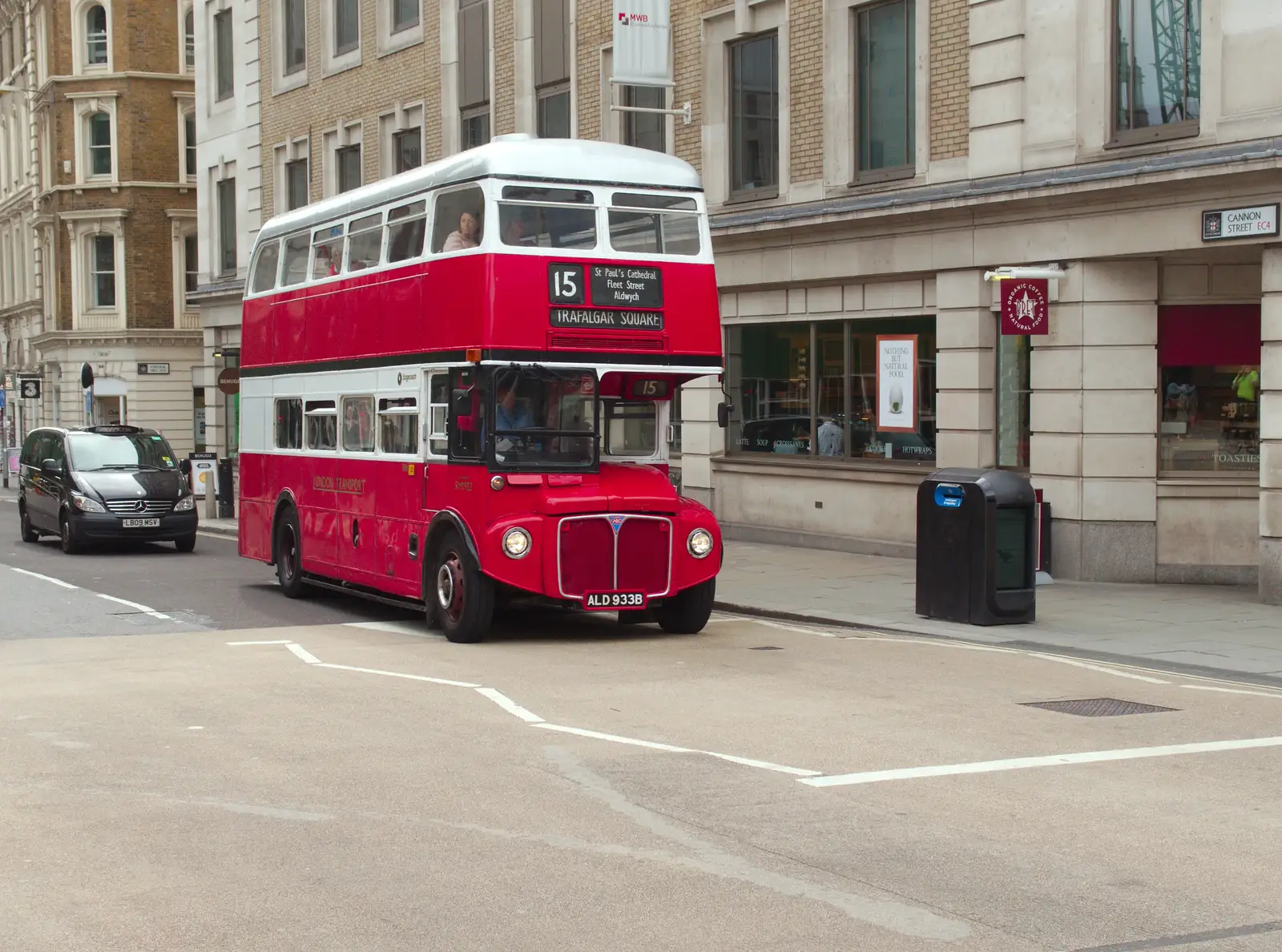 There's an old Routemaster bus on Cannon Street, from The BBs Play Scrabble at Wingfield Barns, Wingfield, Suffolk - 24th May 2014