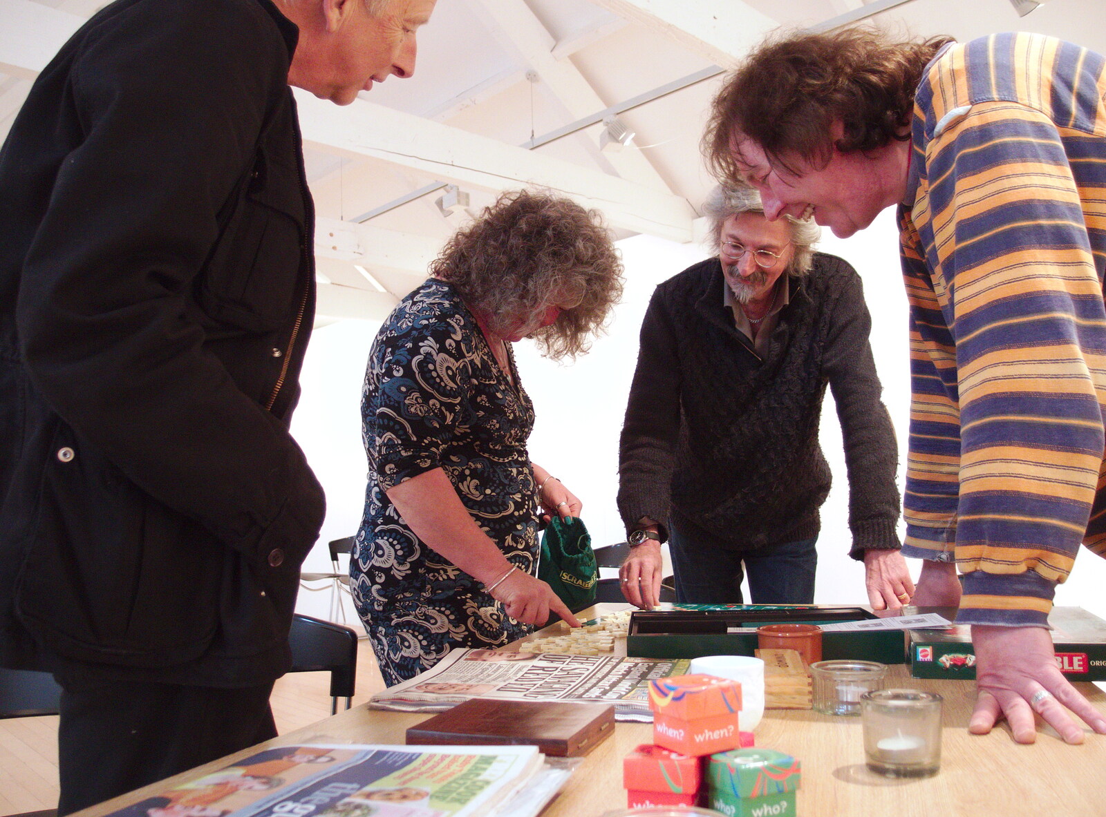 It all gets a bit serious from The BBs Play Scrabble at Wingfield Barns, Wingfield, Suffolk - 24th May 2014