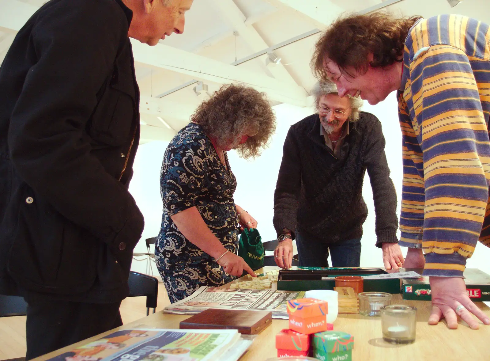 It all gets a bit serious, from The BBs Play Scrabble at Wingfield Barns, Wingfield, Suffolk - 24th May 2014