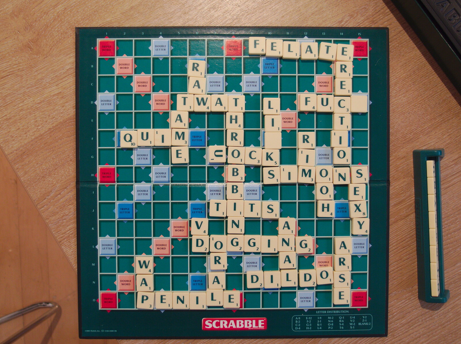 The oh-so-mature end result from The BBs Play Scrabble at Wingfield Barns, Wingfield, Suffolk - 24th May 2014