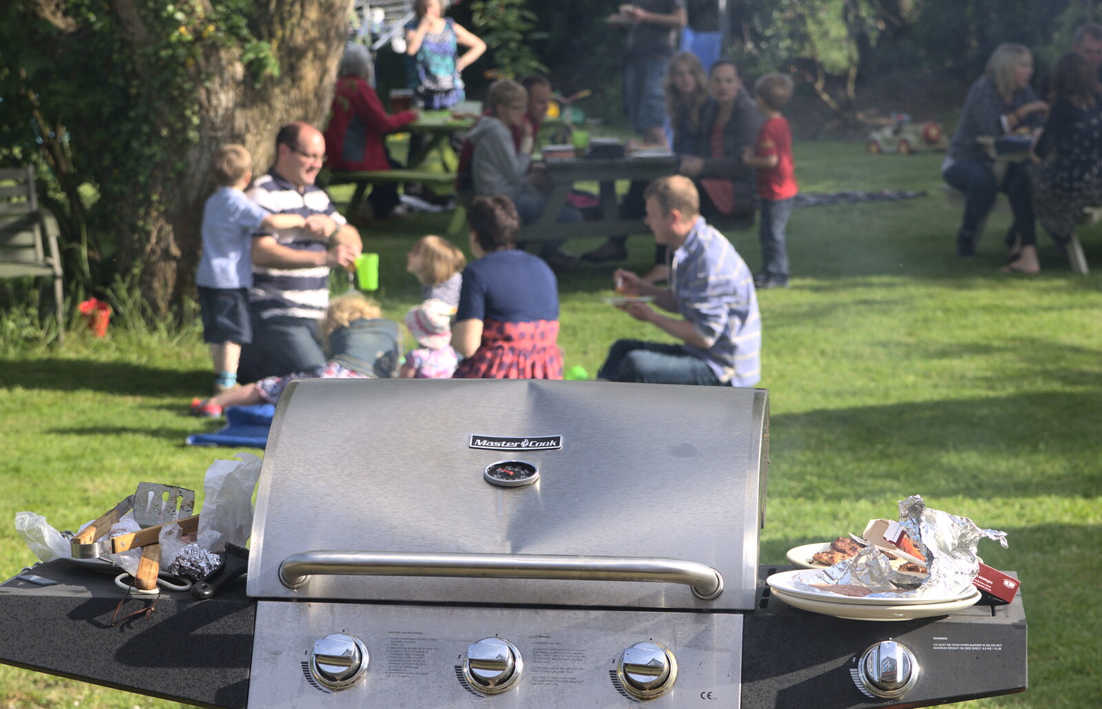 The dented barbeque in action from A "Not a Birthday Party" Barbeque, Brome, Suffolk - 25th May 2014