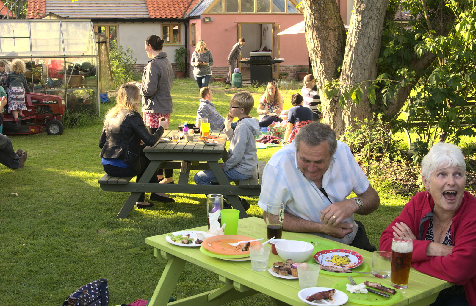Spammy has a laff from A "Not a Birthday Party" Barbeque, Brome, Suffolk - 25th May 2014