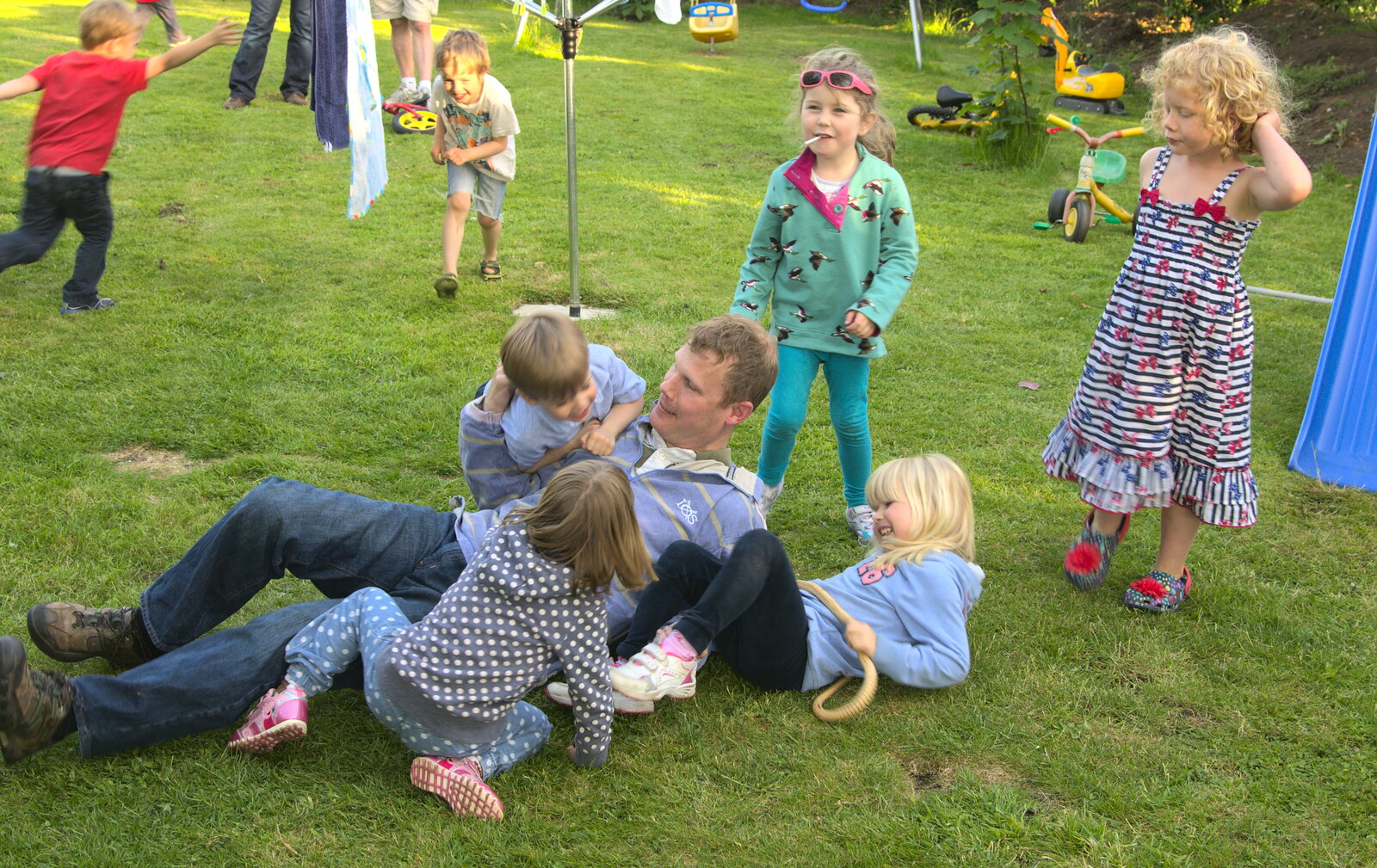Mikey P gets in to a bit of a Sprog Pile from A "Not a Birthday Party" Barbeque, Brome, Suffolk - 25th May 2014