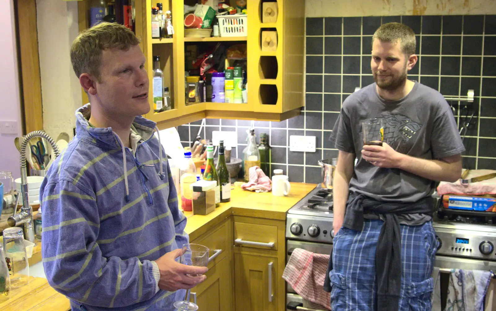 Mikey and The Boy Phil in the kitchen, from A "Not a Birthday Party" Barbeque, Brome, Suffolk - 25th May 2014