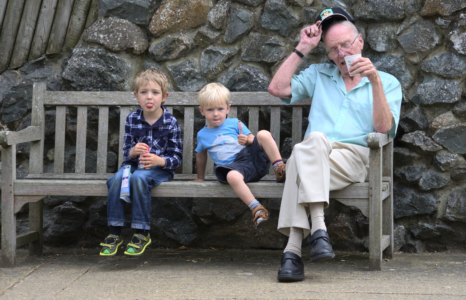 A Birthday Trip to the Zoo, Banham, Norfolk - 26th May 2014: The boys have a bit of a sit down