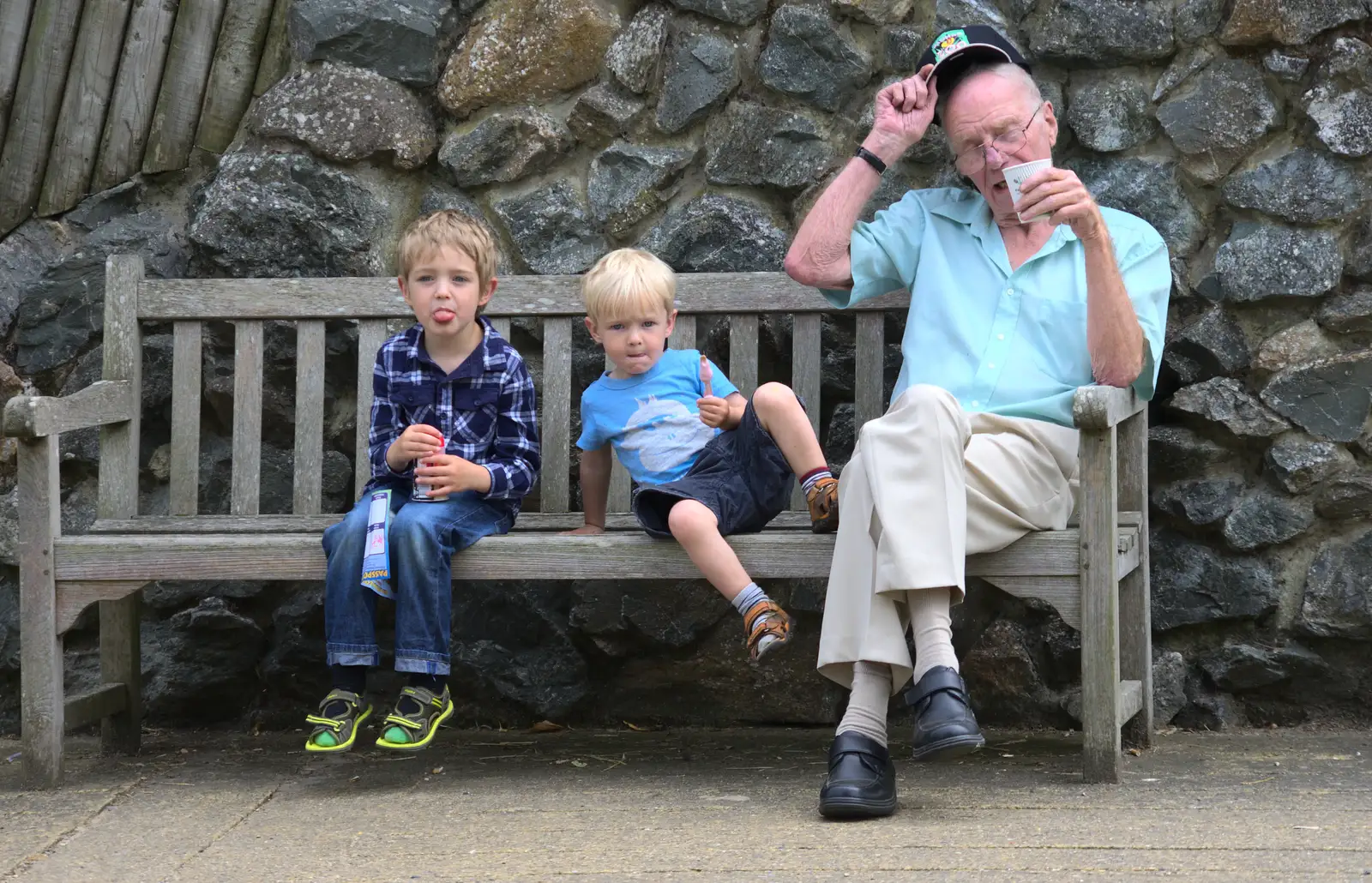 The boys have a bit of a sit down, from A Birthday Trip to the Zoo, Banham, Norfolk - 26th May 2014