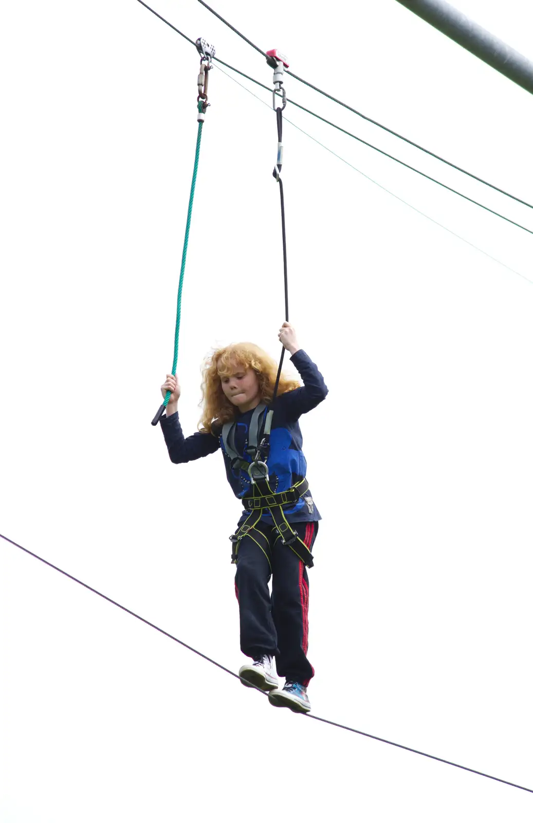 A girl on the high-wire, from A Birthday Trip to the Zoo, Banham, Norfolk - 26th May 2014