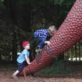 A Birthday Trip to the Zoo, Banham, Norfolk - 26th May 2014, Fred and Harry climb the dinosaur tail