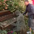 The Boy Phil gives the piano a poke, The BSCC at the Railway Tavern, Mellis, Suffolk - 28th May 2014