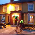 Isobel saddles up outside the Mellis Railway Tavern, The BSCC at the Railway Tavern, Mellis, Suffolk - 28th May 2014