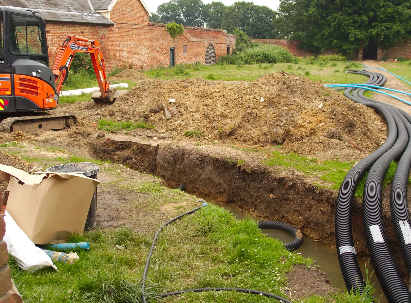 The walled garden is being rebuilt, from Sis and Matt Visit, Suffolk and Norfolk - 31st May 2014