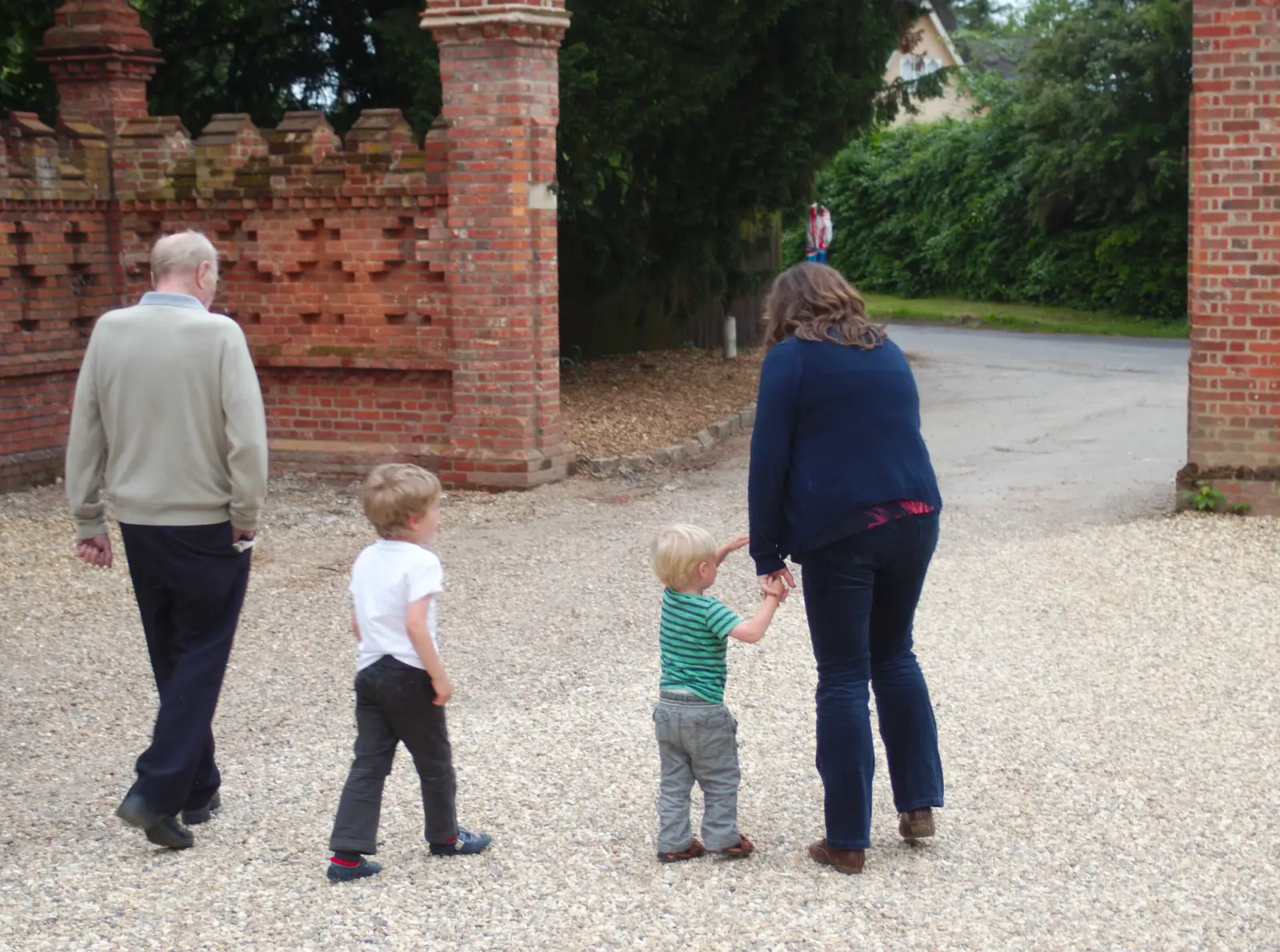 The boys set off with Grandad and Sis, from Sis and Matt Visit, Suffolk and Norfolk - 31st May 2014