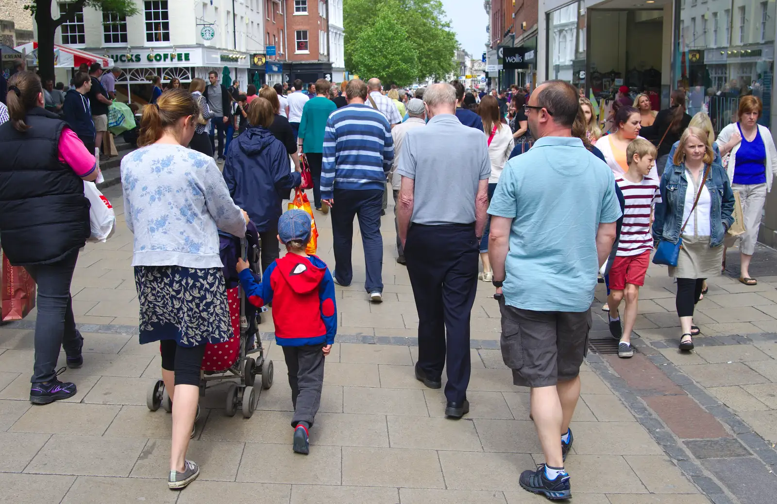 The gang stroll up Haymarket in Norwich, from Sis and Matt Visit, Suffolk and Norfolk - 31st May 2014