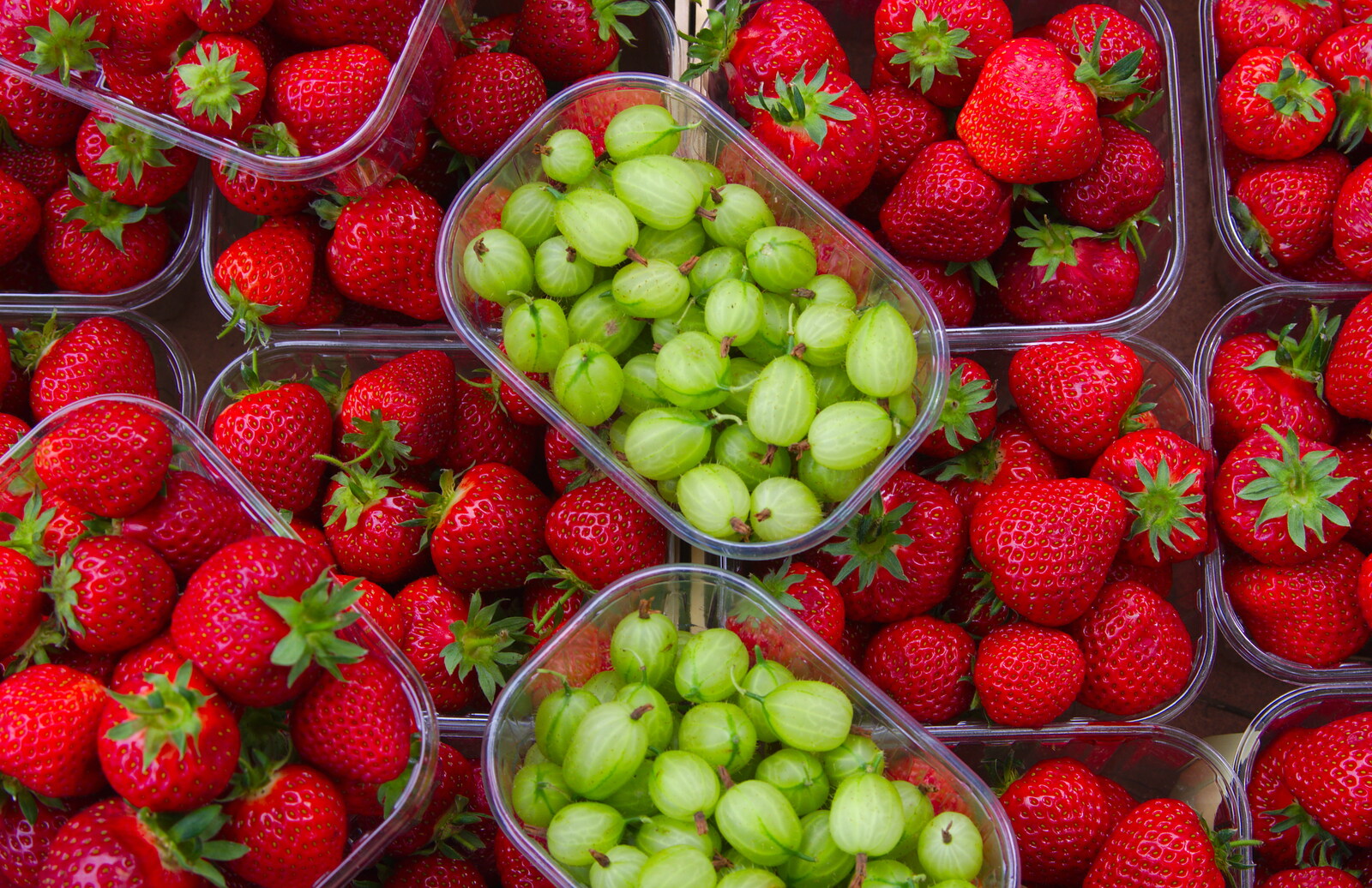 A nice contrast of strawberries and gooseberries from Sis and Matt Visit, Suffolk and Norfolk - 31st May 2014