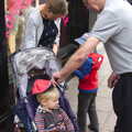 Grandad adjusts Harry's cap, Sis and Matt Visit, Suffolk and Norfolk - 31st May 2014