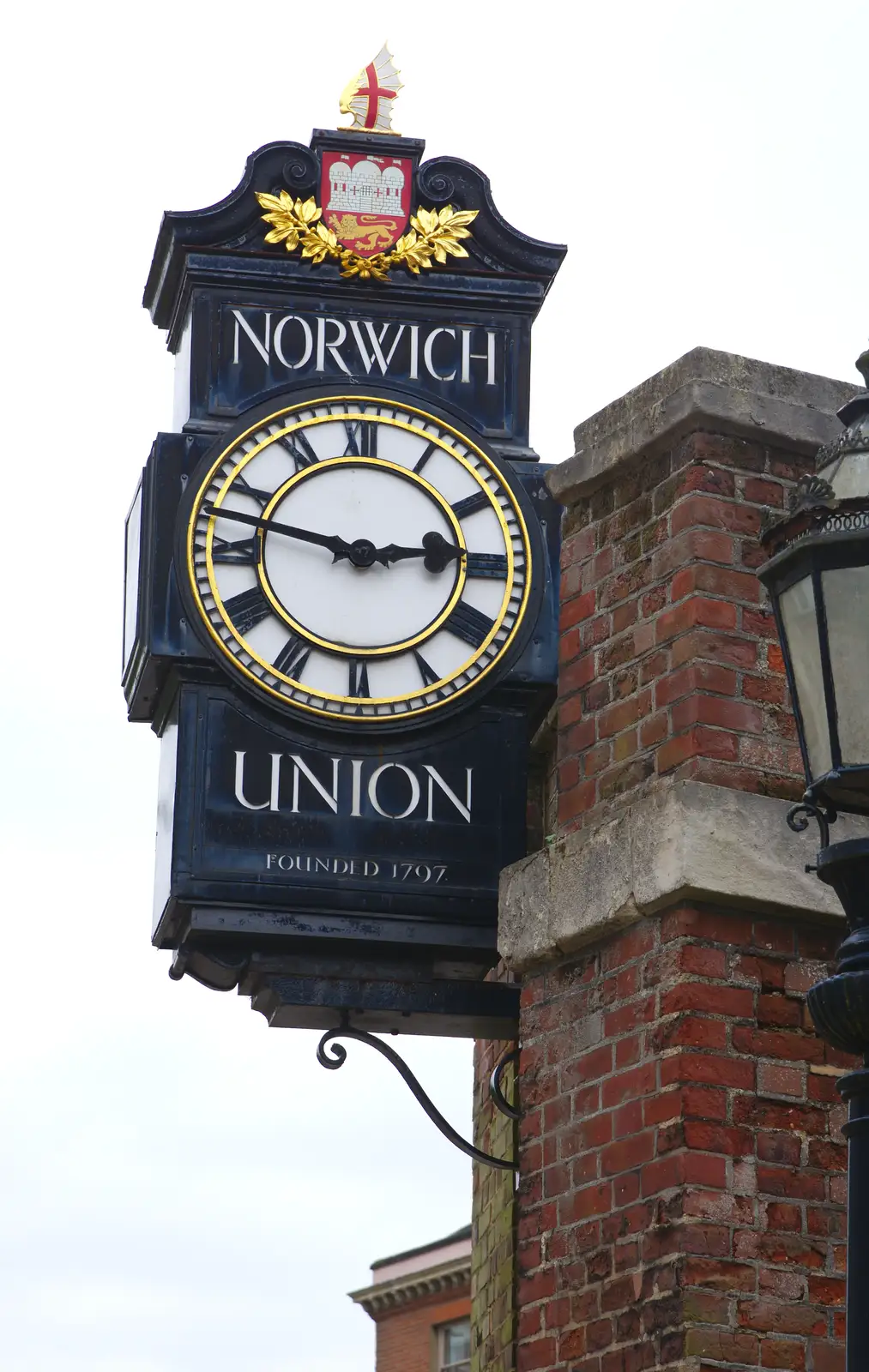 The old Norwich Union clock on Surrey Street, from Sis and Matt Visit, Suffolk and Norfolk - 31st May 2014