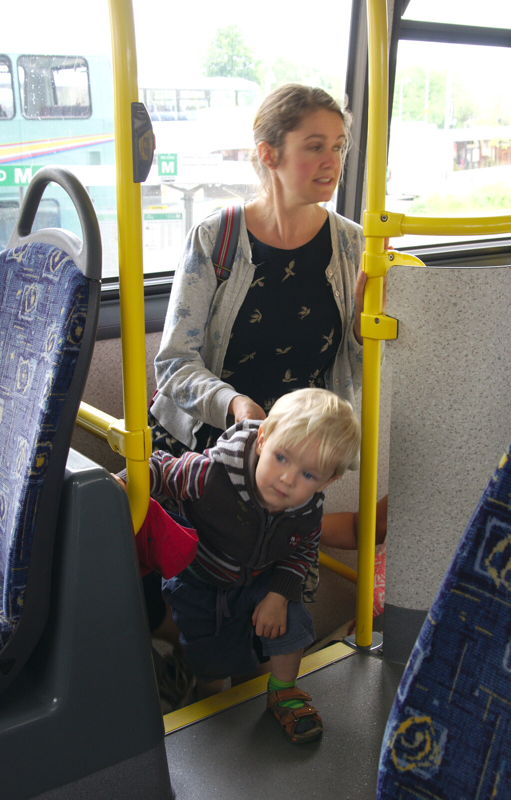 Isobel and Harry on the bus from Sis and Matt Visit, Suffolk and Norfolk - 31st May 2014