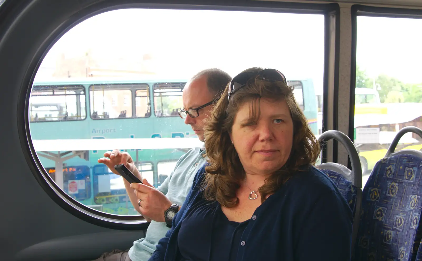 Matt and Sis on the top deck, from Sis and Matt Visit, Suffolk and Norfolk - 31st May 2014