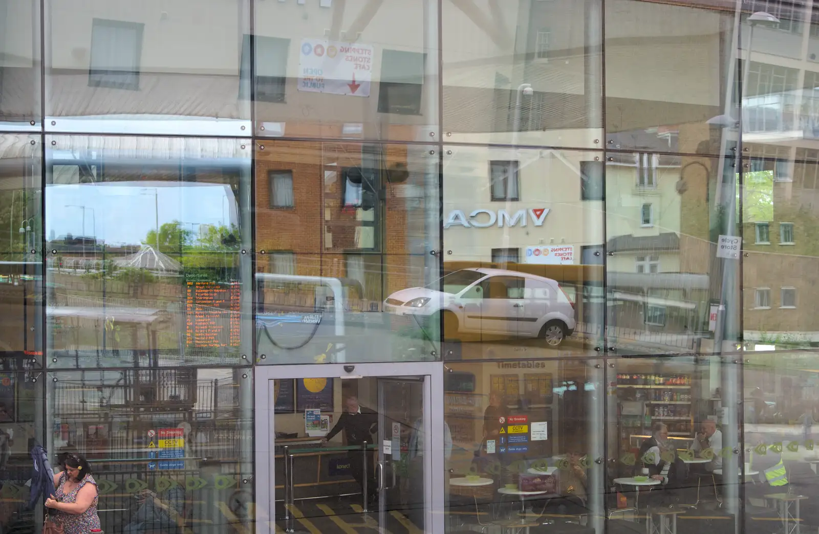 Mixed reflections on glass windows, from Sis and Matt Visit, Suffolk and Norfolk - 31st May 2014