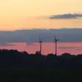 Wind turbines from the top of the hill behind Eye, The BSCC at the Victoria, Earl Soham, Suffolk - 5th June 2014