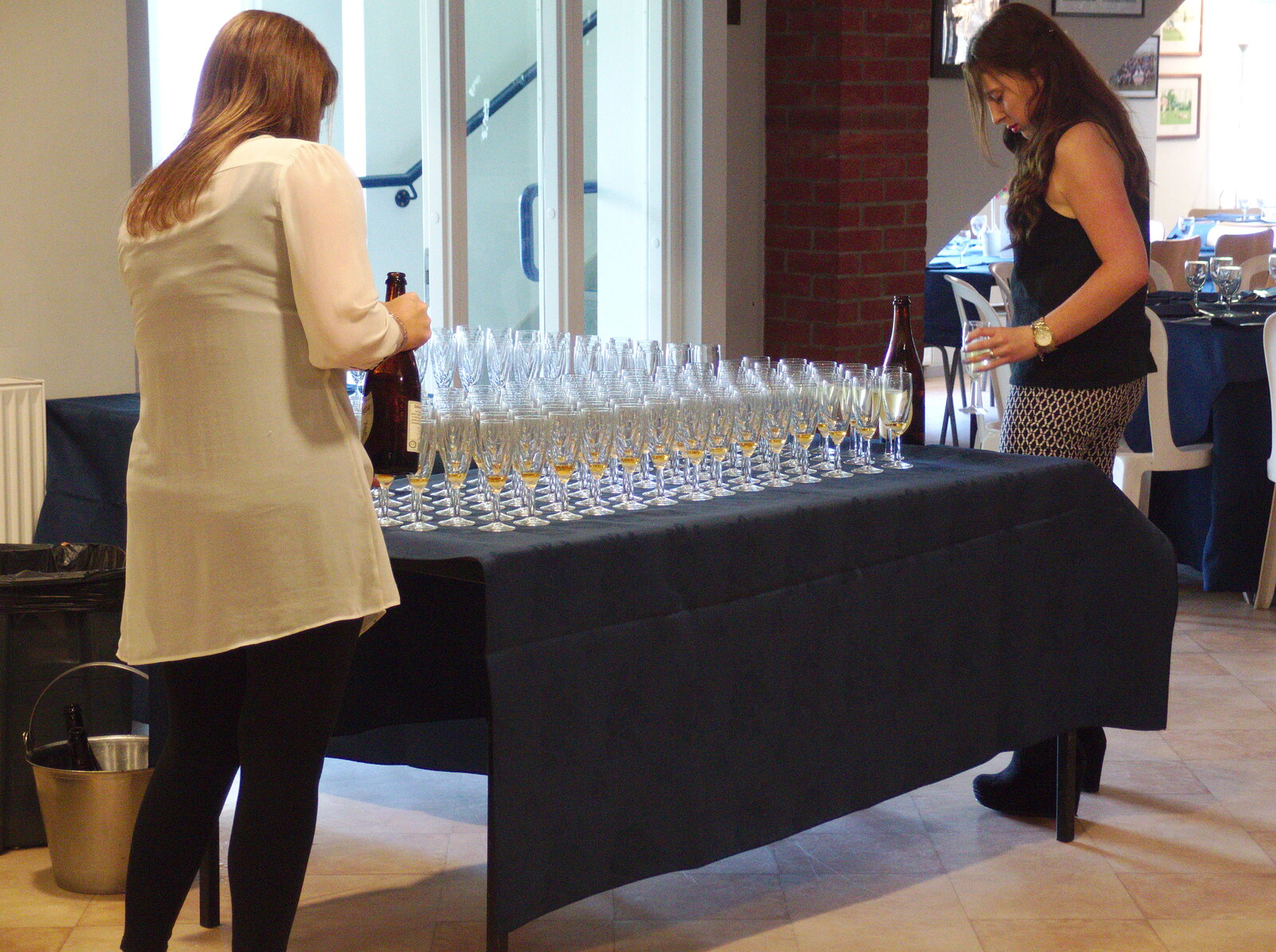 A load of fizz glasses are prepared from The BBs at Diss Rugby Club, Bellrope Lane, Roydon, Norfolk - 7th June 2014