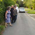 The band hides in the hedge for a passing car, The BBs at Diss Rugby Club, Bellrope Lane, Roydon, Norfolk - 7th June 2014