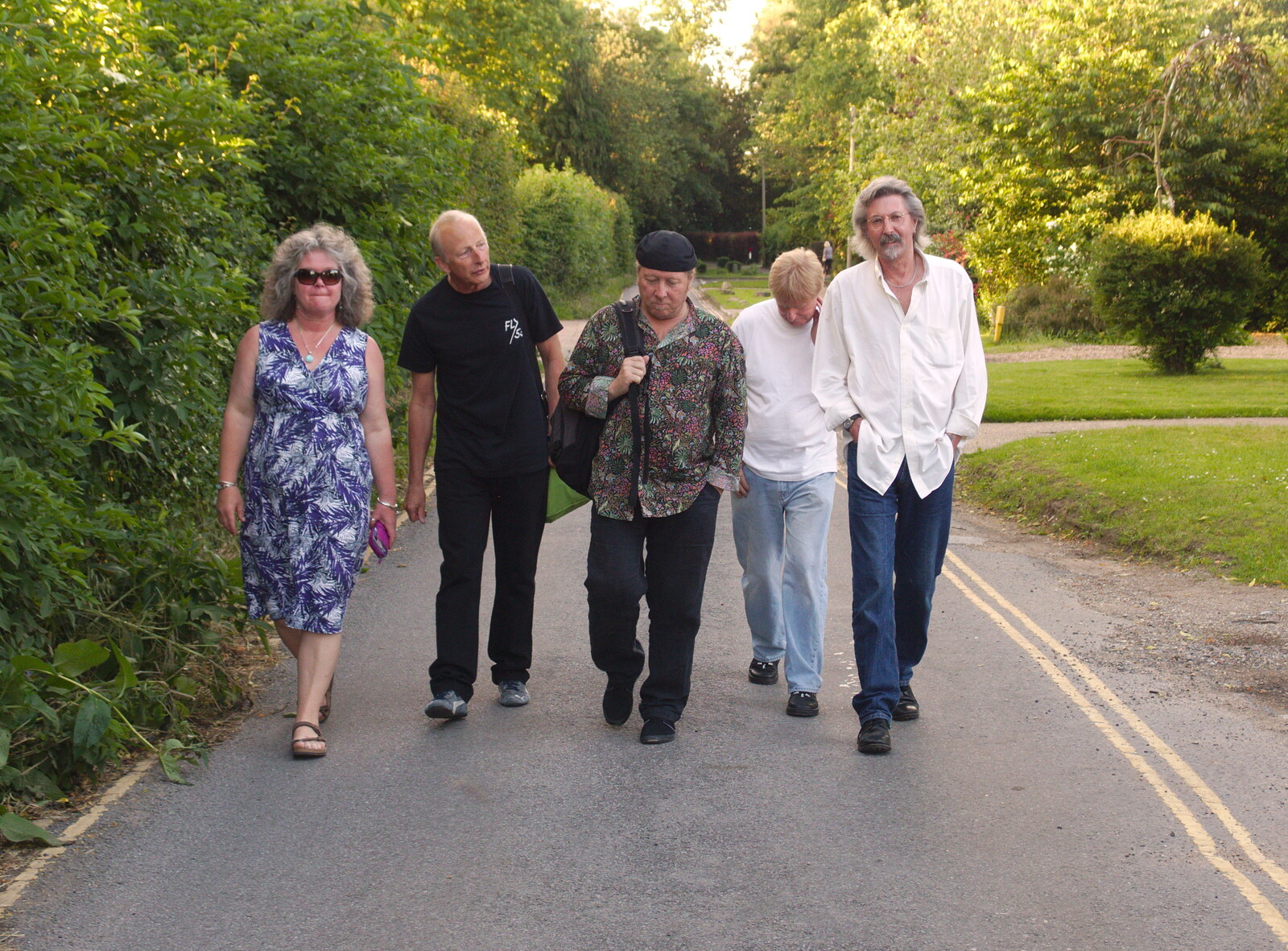 The band walk up Bellrope Lane from The BBs at Diss Rugby Club, Bellrope Lane, Roydon, Norfolk - 7th June 2014
