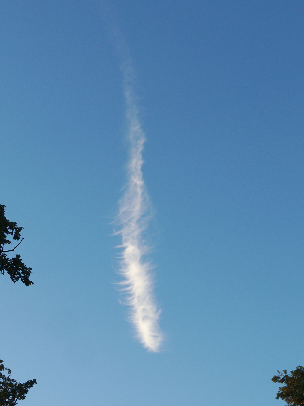 A fluffy contrail in the sky from The BBs at Diss Rugby Club, Bellrope Lane, Roydon, Norfolk - 7th June 2014