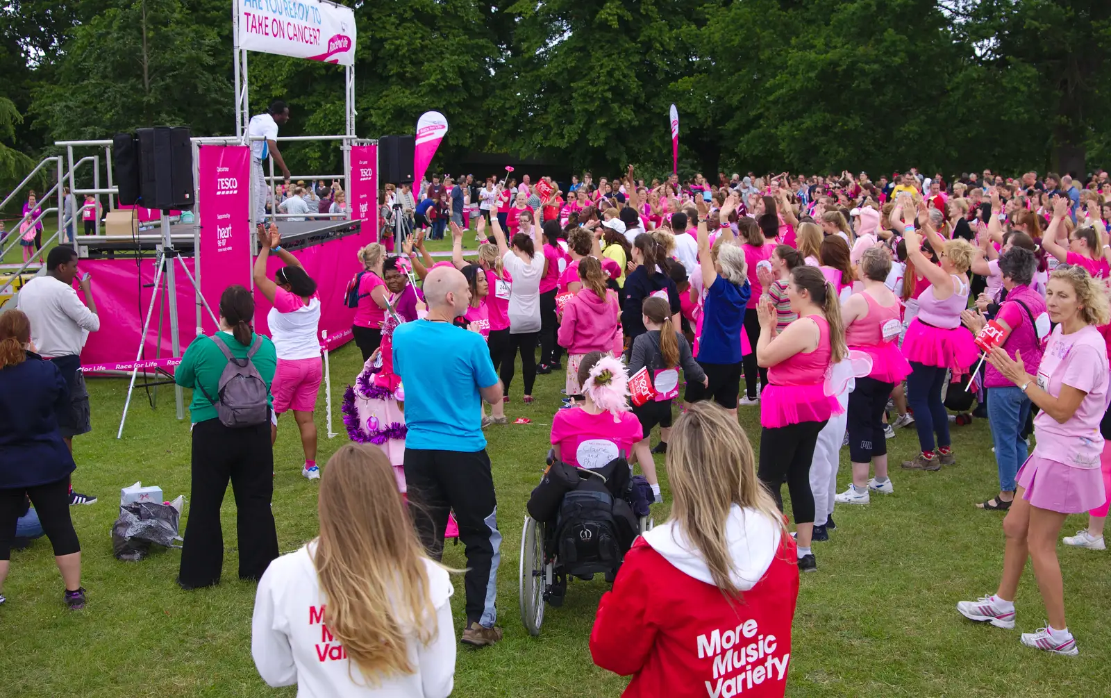 It's a sea of pink in Chantry Park, from Isobel's Race For Life, Chantry Park, Ipswich - 11th June 2014