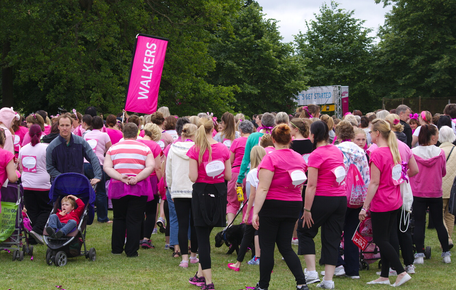 The walkers head off from Isobel's Race For Life, Chantry Park, Ipswich - 11th June 2014