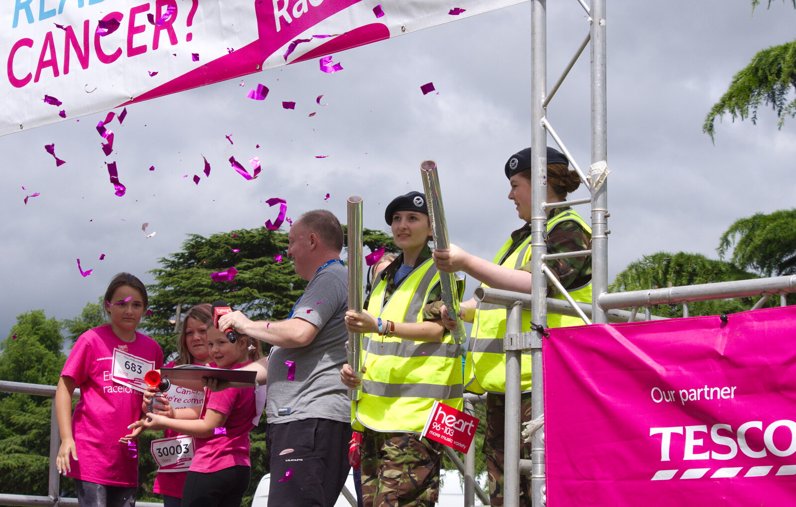 The Air Cadets set off some party-poppers from Isobel's Race For Life, Chantry Park, Ipswich - 11th June 2014