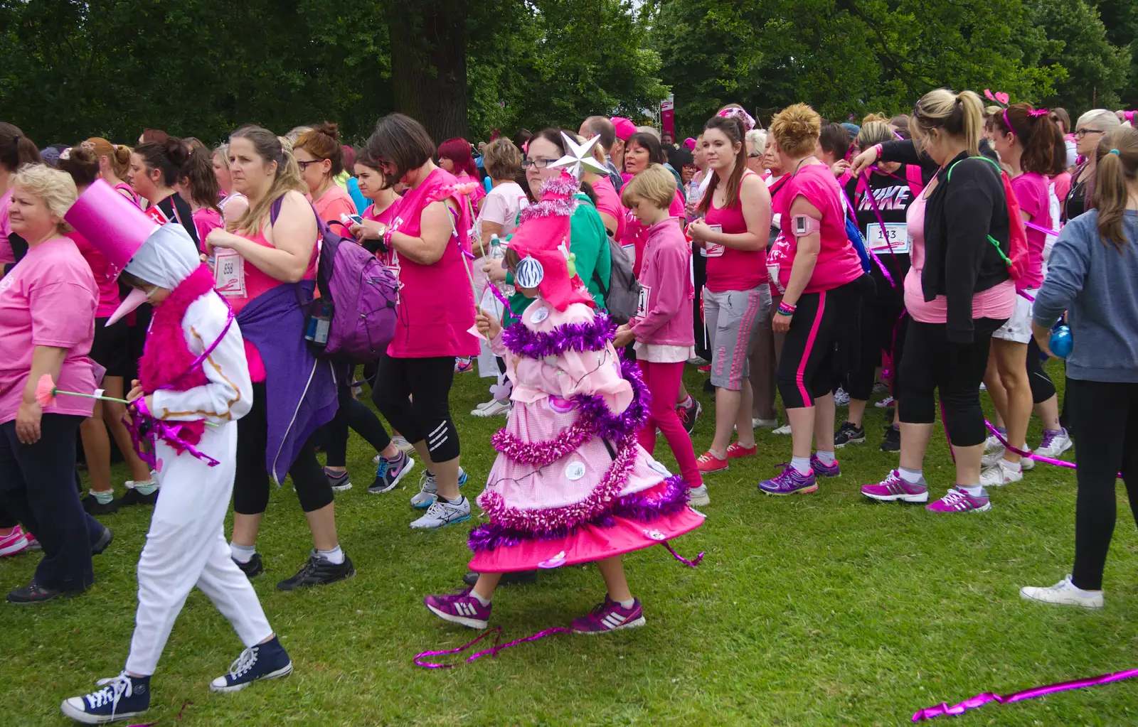 A girl in a Christmas Tree costume, from Isobel's Race For Life, Chantry Park, Ipswich - 11th June 2014