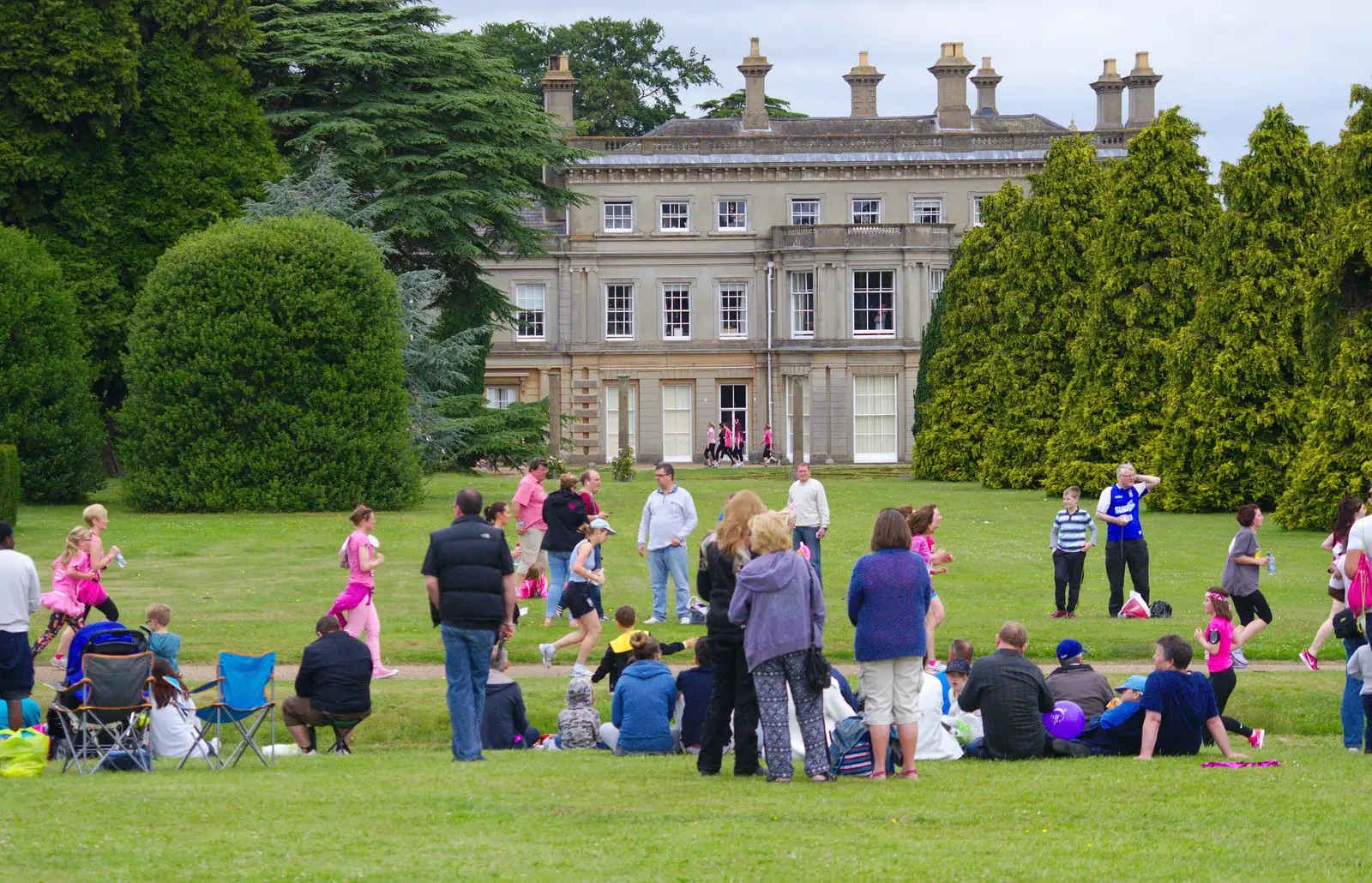 The runners pass Chantry House and back, from Isobel's Race For Life, Chantry Park, Ipswich - 11th June 2014