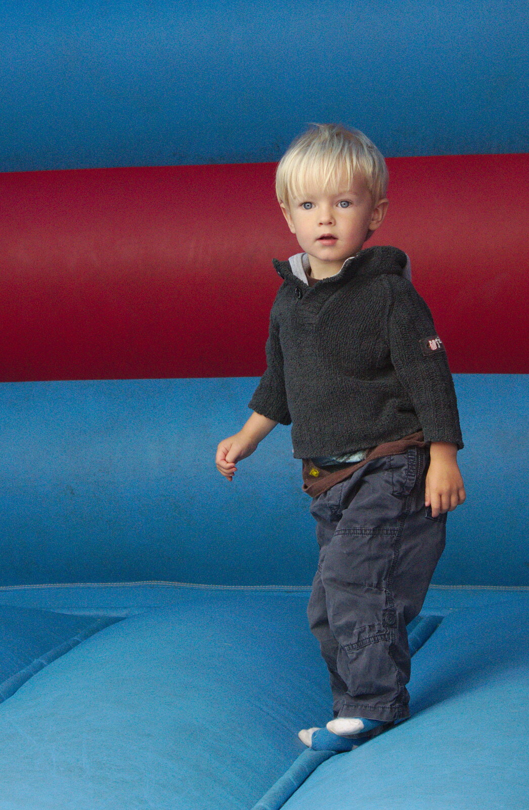 Harry bounces around on a Bouncy Castle from Isobel's Race For Life, Chantry Park, Ipswich - 11th June 2014