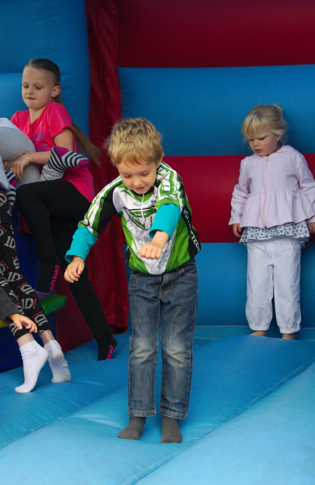 Fred has a bounce, from Isobel's Race For Life, Chantry Park, Ipswich - 11th June 2014