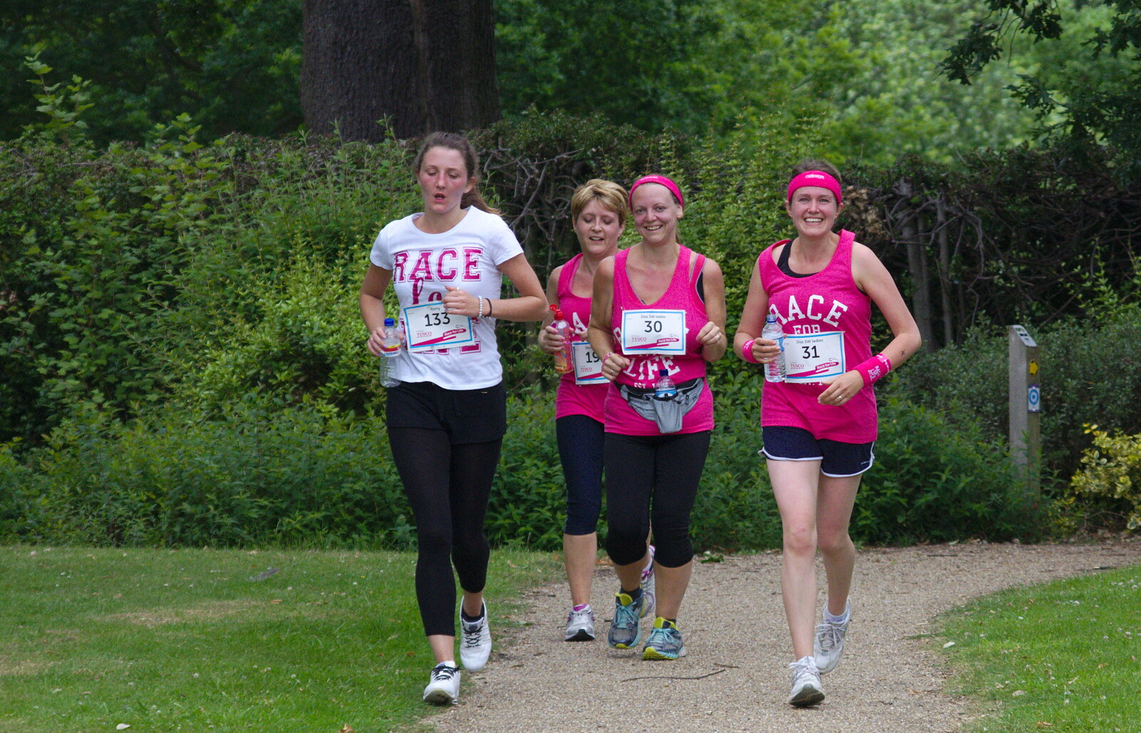 Isobel (right) and the Diss SW Ladies from Isobel's Race For Life, Chantry Park, Ipswich - 11th June 2014