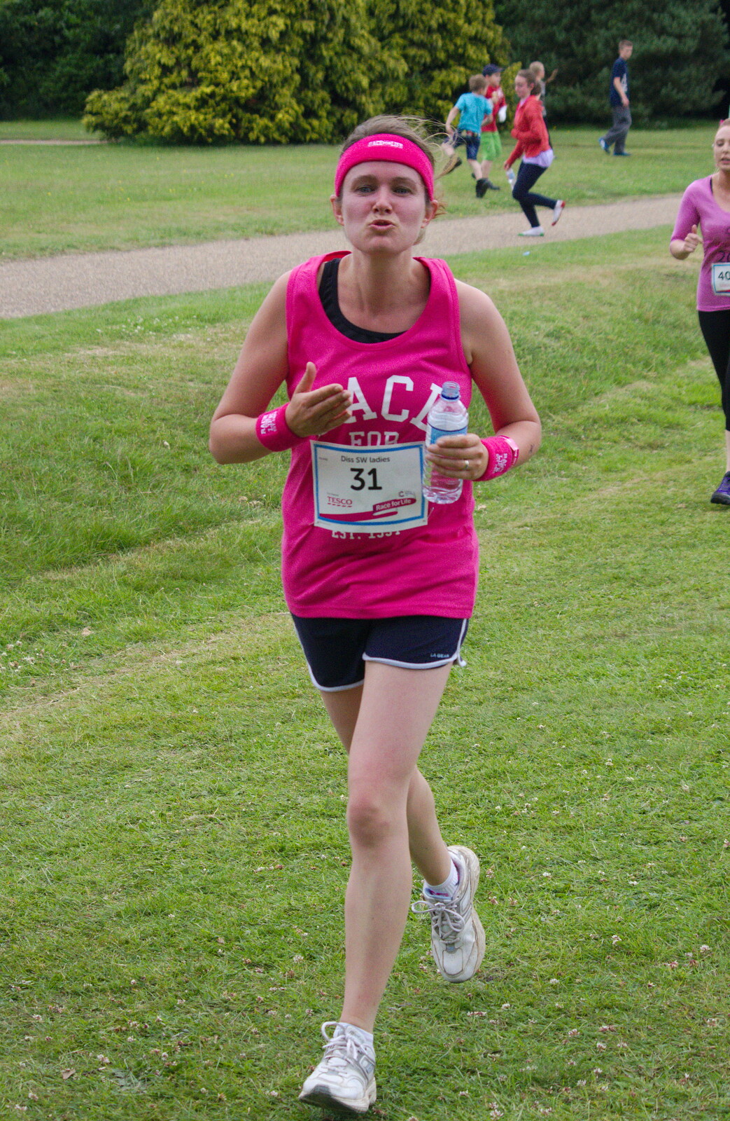 Isobel runs up for a kiss from Isobel's Race For Life, Chantry Park, Ipswich - 11th June 2014