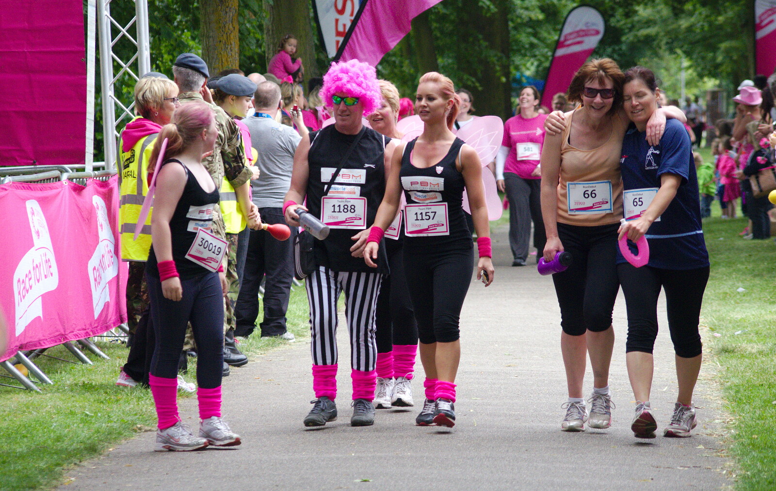 The pink wig comes in from Isobel's Race For Life, Chantry Park, Ipswich - 11th June 2014