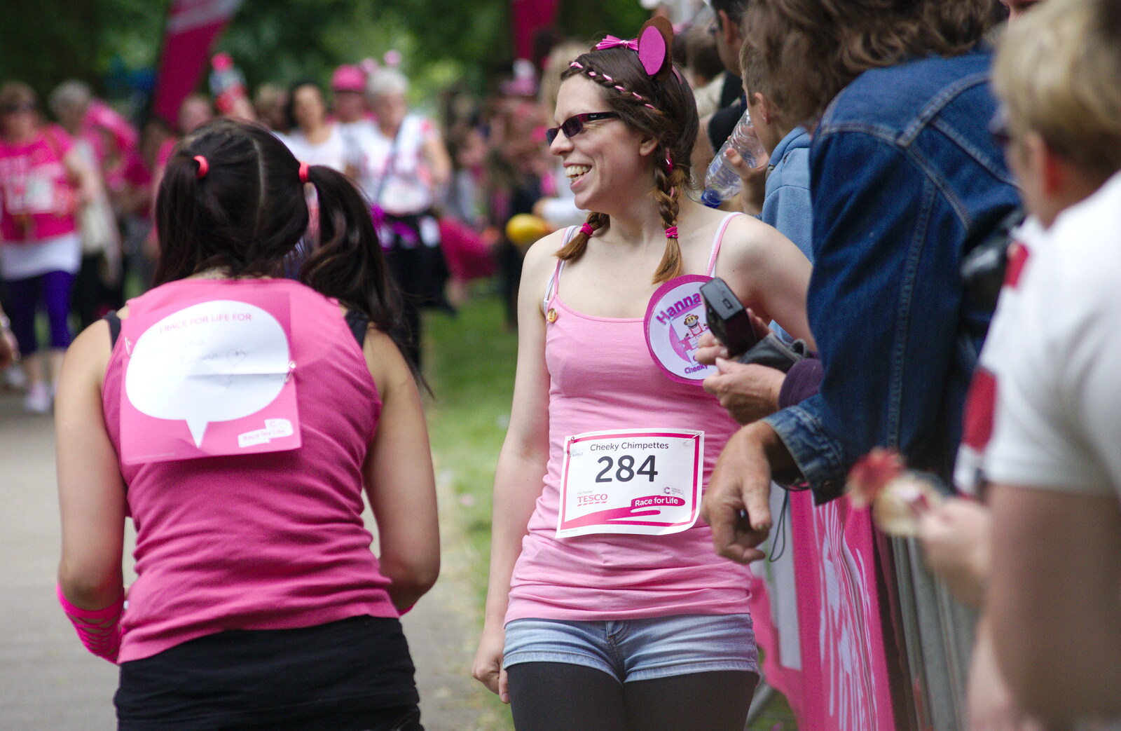 Some major finishing-line relief from Isobel's Race For Life, Chantry Park, Ipswich - 11th June 2014