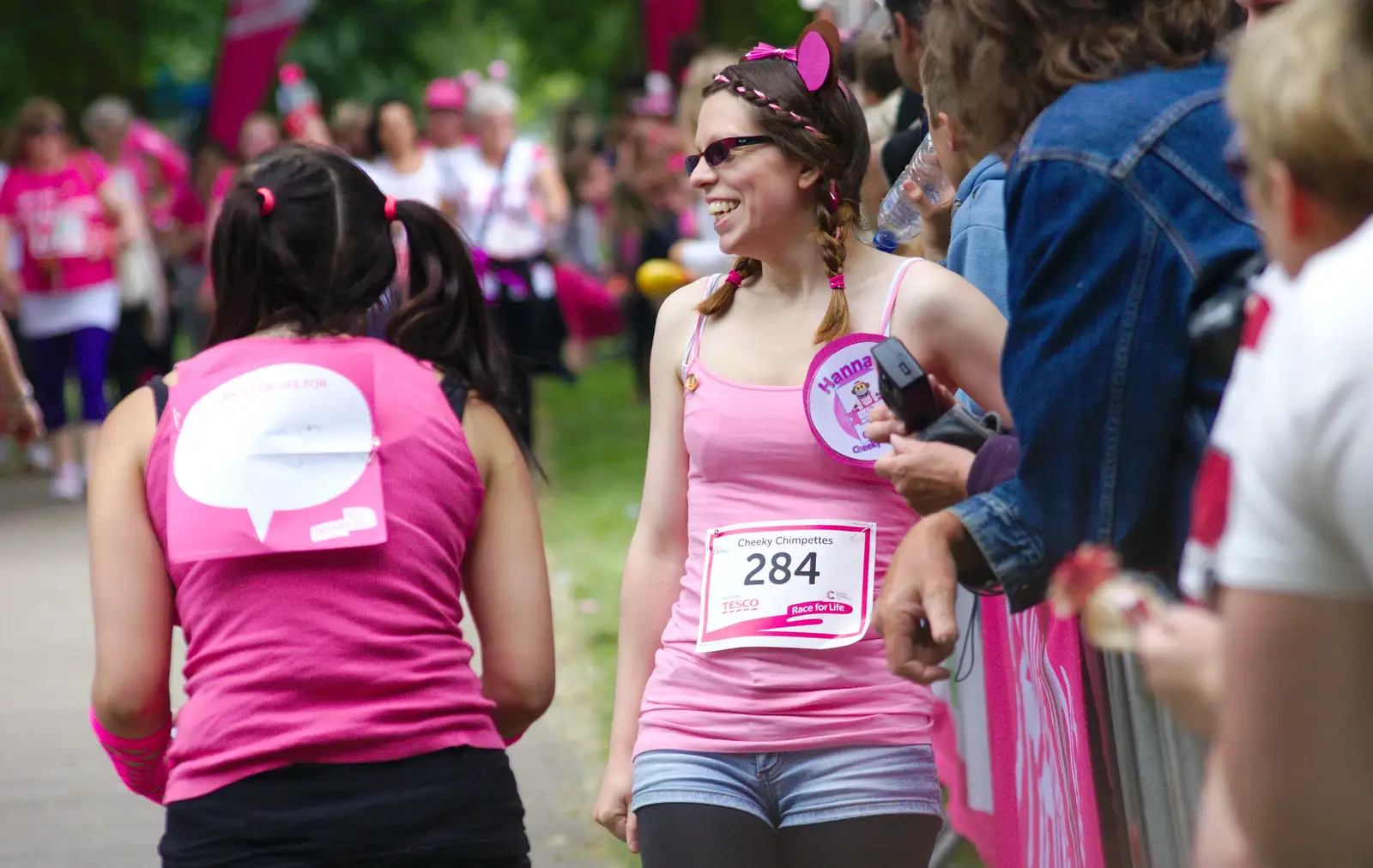 Some major finishing-line relief, from Isobel's Race For Life, Chantry Park, Ipswich - 11th June 2014