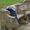 Harry climbs on a stone bench, Isobel's Race For Life, Chantry Park, Ipswich - 11th June 2014