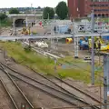 New overhead line gantries are being installed, Isobel's Race For Life, Chantry Park, Ipswich - 11th June 2014